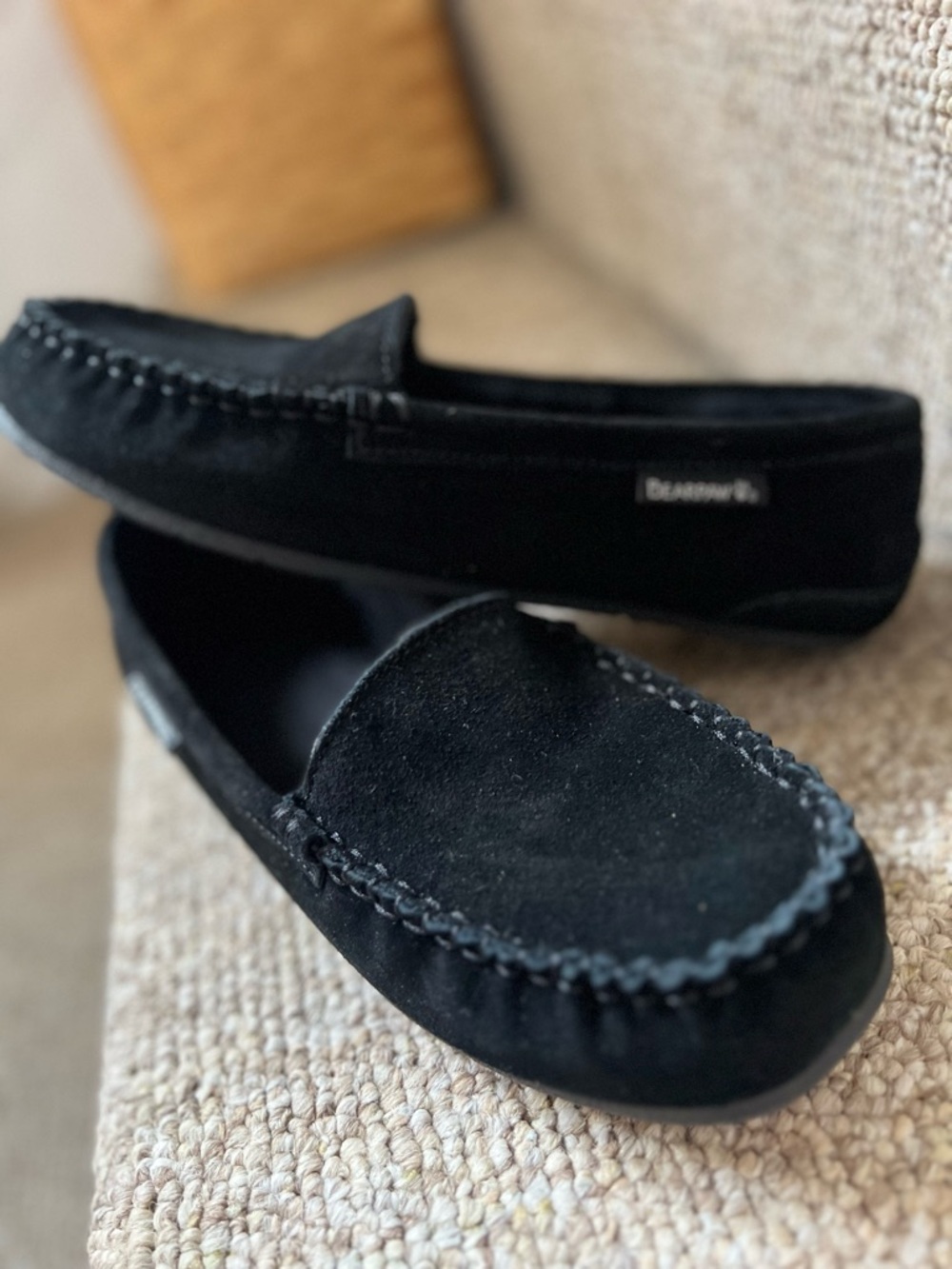 BearPaw Black Suede Moccasin Flats